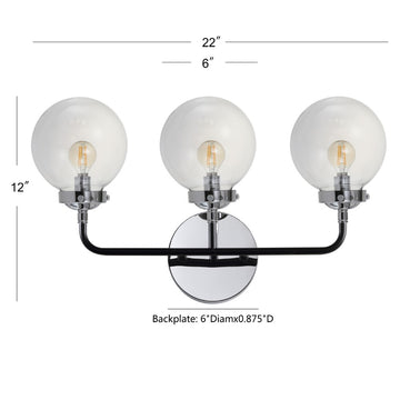 Caleb Brass Vanity Wall Sconce Clear